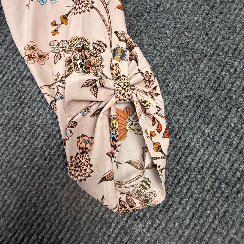 Maurices Womens XL Floral Long Sleeve Blouse Pink Botanical Button Cuff Top 3494 - Picture 7 of 10